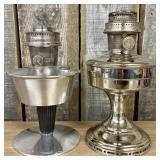 Two Vintage Aladdin Aluminum Mantel Lamps Models 1