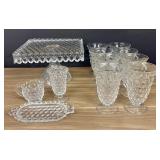 Fostoria American Clear Glass Cake Dish, Goblets a