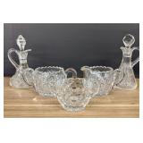 American Brilliant Cut Cruet Set, Creamer and Suga