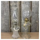 Two Remarkable  Antique Oil Lamps on Unique Bases