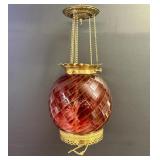 19th Century Victorian Hanging Oil Lamp With Cranb