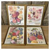 Framed Vintage Botanical Flower Prints  -   8.5"x1