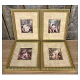 Four Vintage Framed Prints features Rococo Cherub