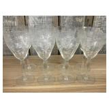 These Vintage Etched Crystal Wine Glasses feature
