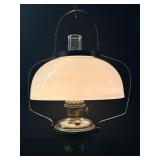 Aladdin Model 11 Hanging Brass Oil Lamp With White