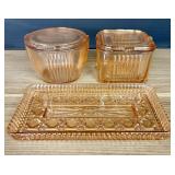 Vintage Pink Indiana Glass Dish With Pair Of Refri