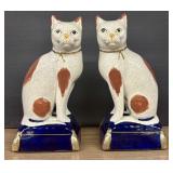 Vintage Staffordshire Style Porcelain Cat Bookends