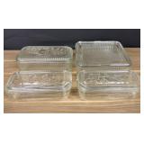 Federal Glass Refrigerator Dishes With Embossed Pa