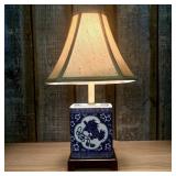 Blue - White Porcelain Foo Dog Table Lamp 10"X18"