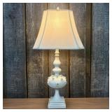White Porcelain Table Lamp Featuring Delicate, Han