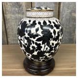 Antique Chinese Cloisonne Style Ginger Jar On Base