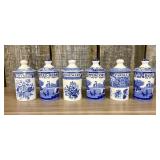 Vintage Spode Blue Italian Porcelain Spice Jars 2.