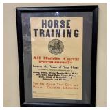 Framed Vintage Placard Advertising Horse Training