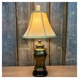 Vintage Brass Table Lamp featuring a Ginger Jar-Sh