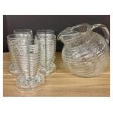 Vintage Anchor Hocking Manhattan Pattern Pitcher -