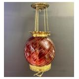 19th Century Victorian Hanging Oil Lamp With Cranb