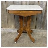 Eastlake Victorian Marble Top Parlor Table - Side