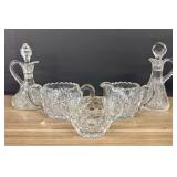 American Brilliant Cut Cruet Set, Creamer and Suga
