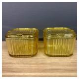 Federal Glass Amber Yellow Refrigerator Dishes 3.5