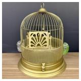 Antique Crown Bird Cage With Gold Painted Wire Con