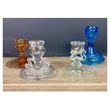 Vintage Collectible Glass Candlestick Holders With