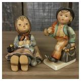 Pair Of Vintage Hummel Porcelain Figurines; 'Happy