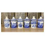 Vintage Spode Blue Italian Porcelain Spice Jars 2.