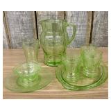 Cameo Green Depression Glass Pitcher And Glasses S