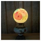 Early Success Parlor Lamp With Hand Painted Glass