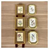 Vintage-style Botanical Floral and Bird Wall Art P