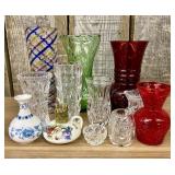 Misc. Collection of Cut Glass Vases and other Item