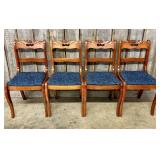 Lot Of 4 Cherry Dining Chairs With Carved Rose Mot