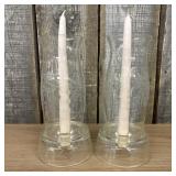 Set of Vintage Glass Hurricane Candle Holders feat
