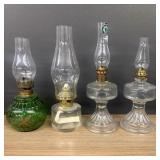 Lot Of 4 Miniature Antique Oil Lamps 3'X10'