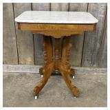 Eastlake Victorian Marble Top Parlor Table - Side