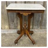 Eastlake Victorian Marble Top Parlor Table - Lamp