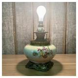Antique Victorian Style Oil Lamp With Floral Motif