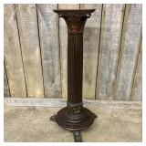 Antique Carved Wooden Column Pedestal Stand Or Pli