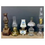 Lot Of 5 Miniature Antique - Vintage Oil Lamps 3'X