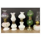 Lot Of 5 Miniature Antique - Vintage Oil Lamps - F