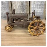 John Deere Cast Iron Toy Tractor 4.5"X9"X5"