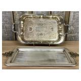 Two vintage Silver-Plated Serving Trays with Intri