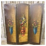 Vintage Three Panel Folding Screen - Room Divider