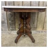 Eastlake Victorian Marble Top Parlor Table - Lamp