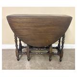 C. 1850-1875 Cherry Turned Leg Drop Leaf Table Wit