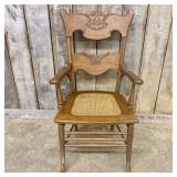 Antique Victorian Style Oak Chair With Green Man S