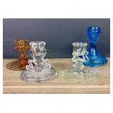 Vintage Collectible Glass Candlestick Holders With