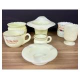Lot Of Vintage Custard Glass - Opaque Yellow Glass