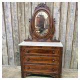 Antique American Victorian Marble Topped Dresser W