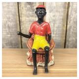 Early Cast Iron Black Americana Seated Lawn Jockey